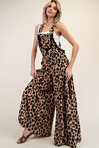 Cheetah Printed Wide Leg Jumpsuit