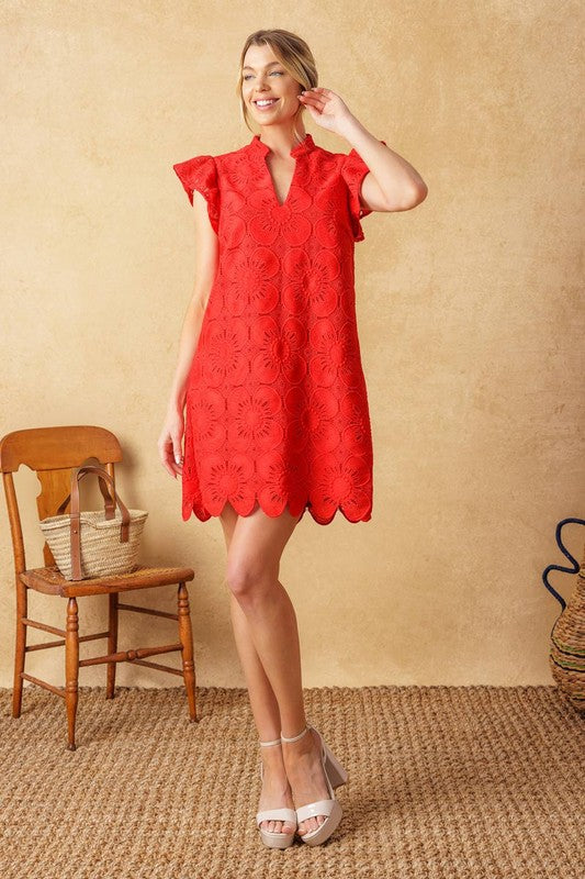 Woven Lace Mini Dress