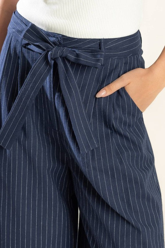 A striped woven pant