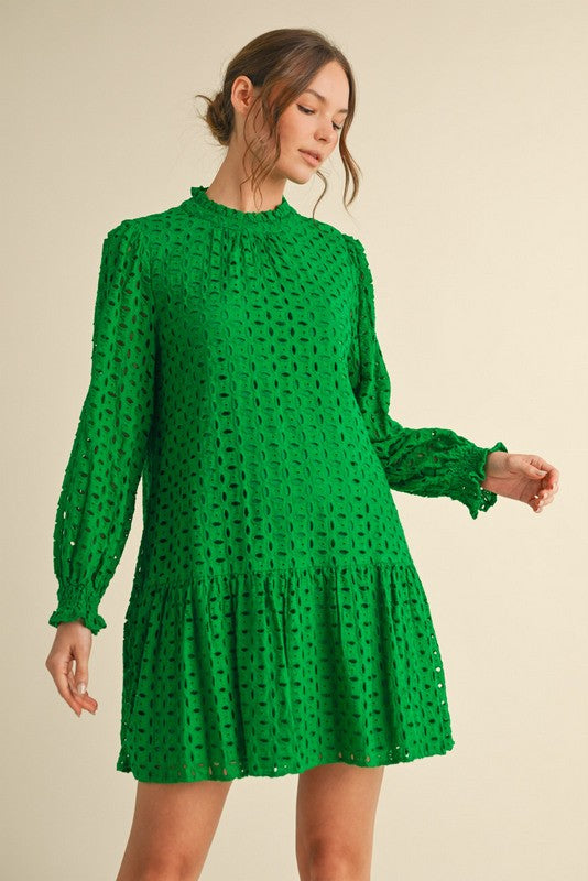 Lace-up Long Poet Sleeves Dress