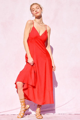 Linen Open Back Maxi Dress