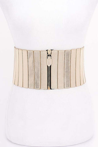 Multi PU Zip Front Elastic Belt