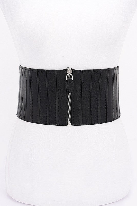 Multi PU Zip Front Elastic Belt