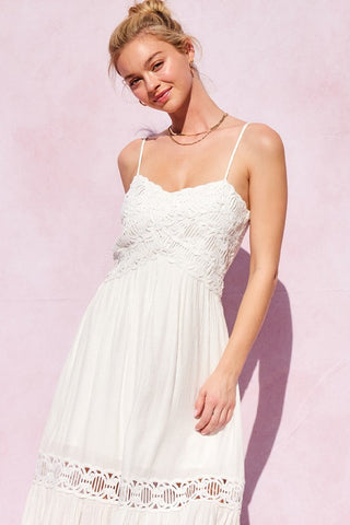 Lace Midi Ruffle Dress
