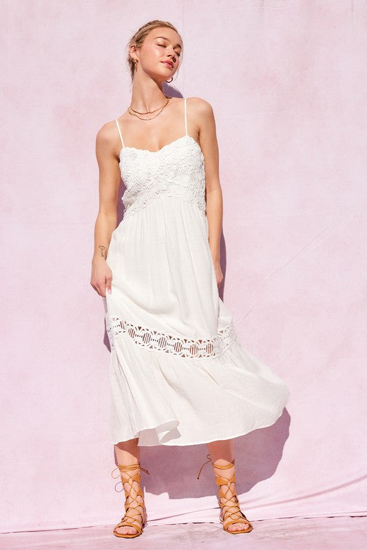 Lace Midi Ruffle Dress