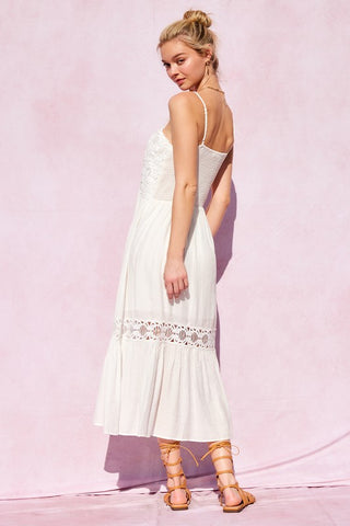 Lace Midi Ruffle Dress