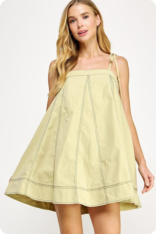Contrast Top Stitch Mini Dress
