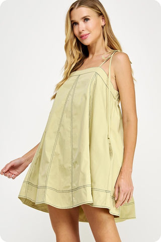 Contrast Top Stitch Mini Dress
