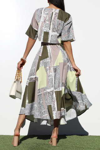 PRINTED LOOSE FIT WOVEN TOP AND SKIRT SET