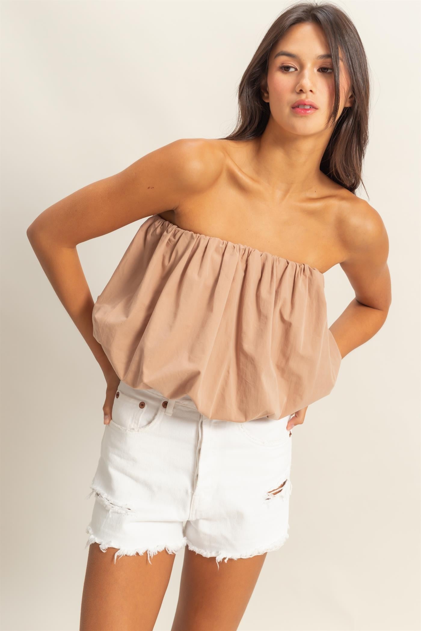 Trendy Strapless Bubble Top
