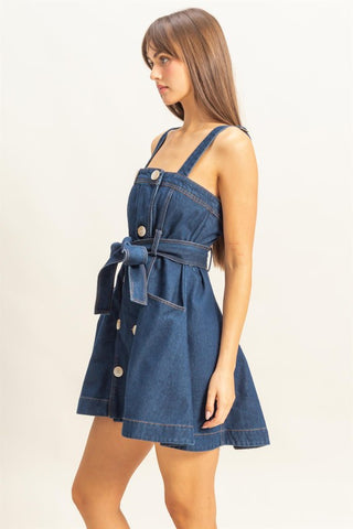 Double Breast Washed Denim Dress