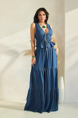 SHIRRING DETAIL TIED TOP