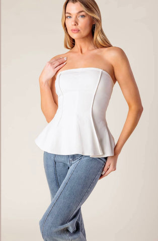 Strapless, Peplum and Back Zipper Top