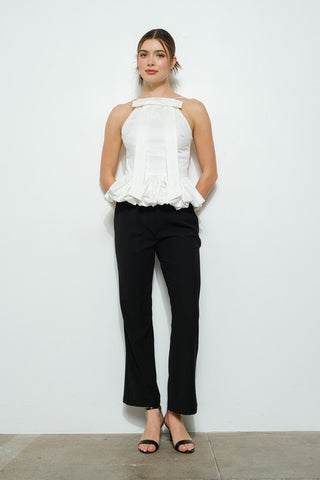Sleeveless Front Bow Detail Bubble Hem Top