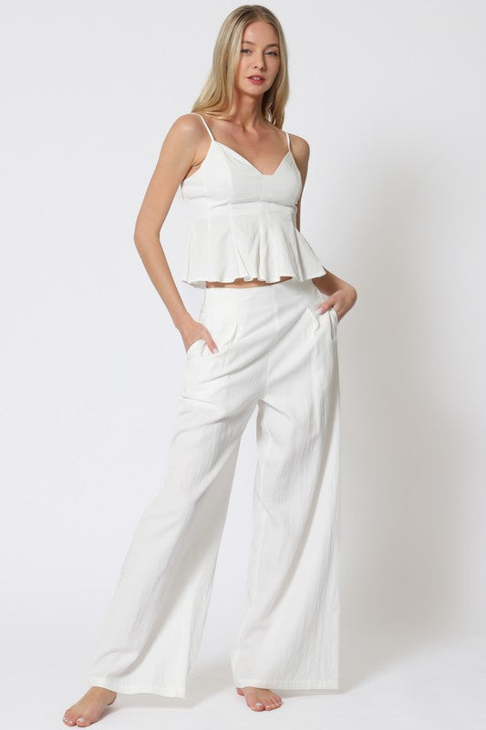 Thin Adjustable Strap Top & Long Pants Set