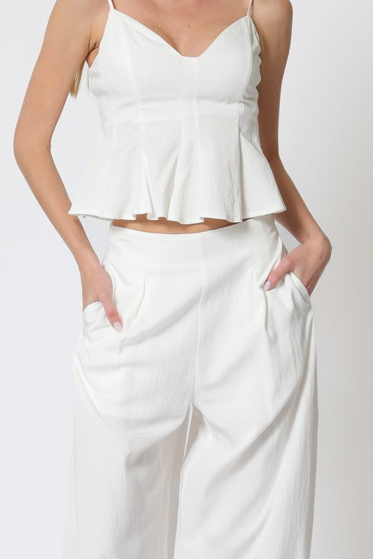 Thin Adjustable Strap Top & Long Pants Set