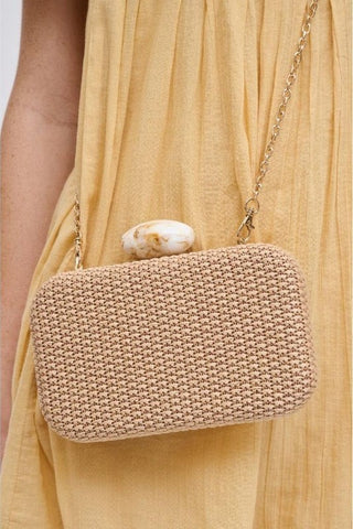Ezra Straw Clutch With Chain Strap