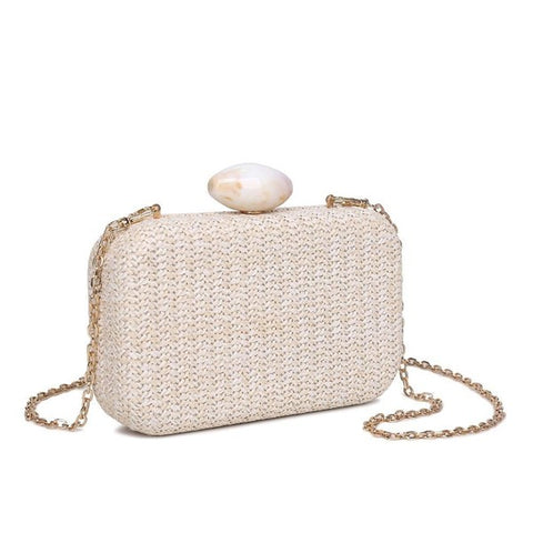 Ezra Straw Clutch With Chain Strap