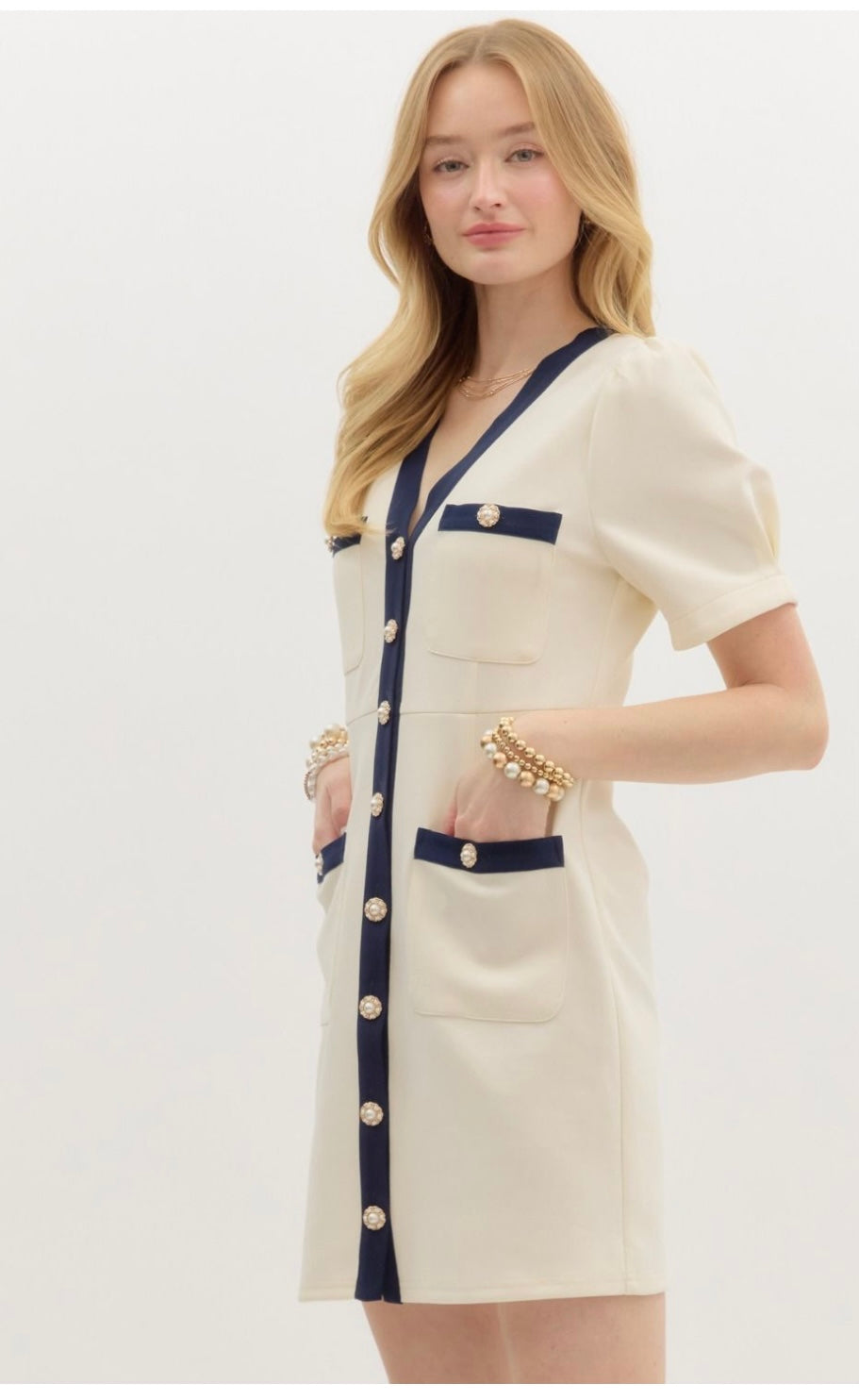 Solid jersey knit short puff sleeve mini dres