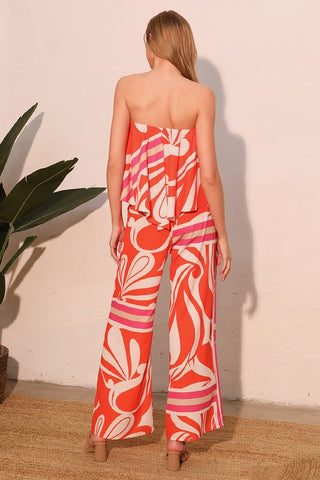 Sicilia Scarf Cascade Strapless Jumpsuit