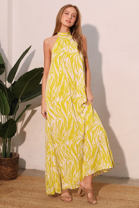 Thunder Bolt Halter Maxi Dress