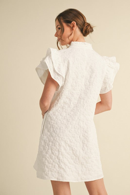 Floral Embroidered Ruffly Dress Curvy