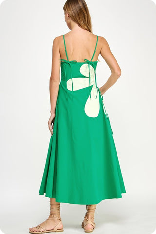 Sleeveless Side Cut-out Flower Detail Midi Dress
