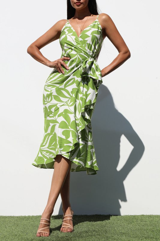 Ruffled Woven Midi Dress