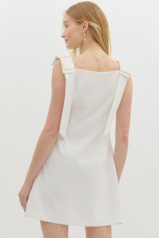 Solid straight neck sleeveless mini dress