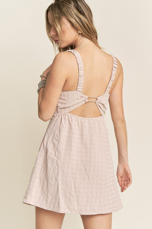 Solid Mini Dress With String Back Detail