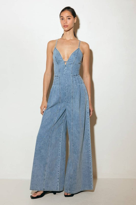 Washed Denim Jumpsuit