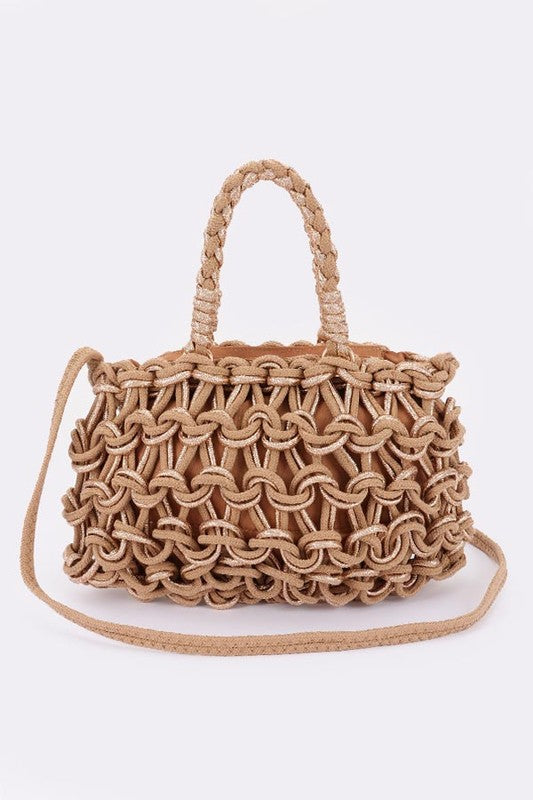 Handmade Metallic And Cotton Braided Bag