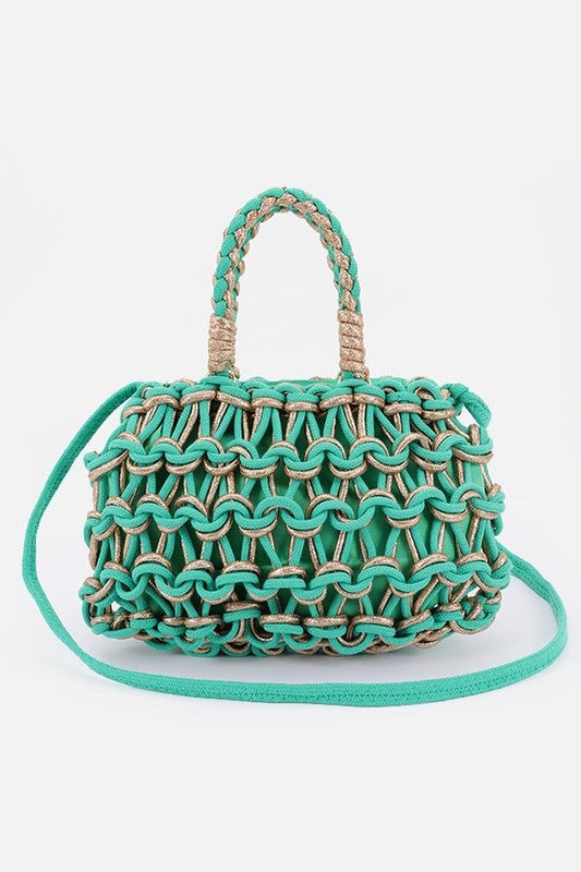 Handmade Metallic And Cotton Braided Bag