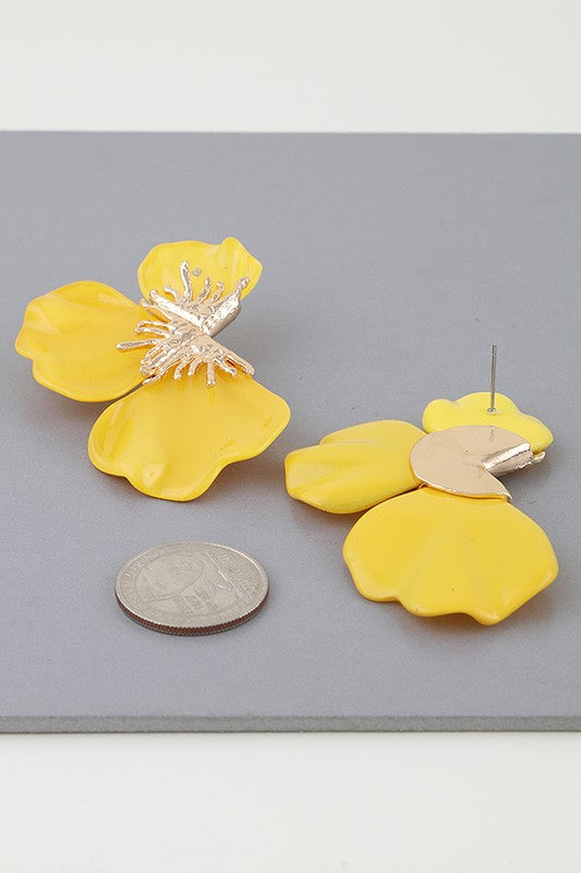 Bright Half Poppy Flower Earrings