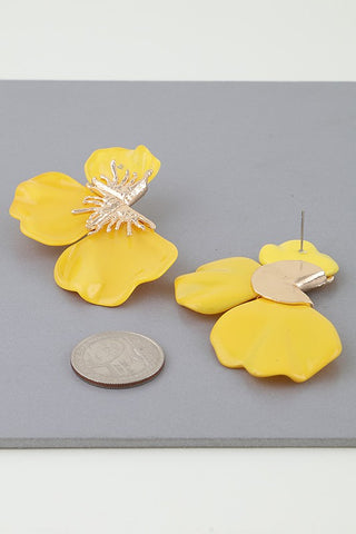 Bright Half Poppy Flower Earrings