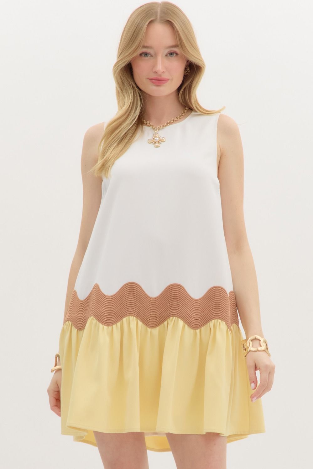 Colorblock solid sleeveless mini dress