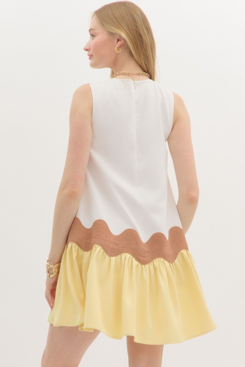 Colorblock solid sleeveless mini dress