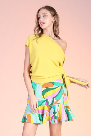 Matte Crepe Asymmetrical Tie Top