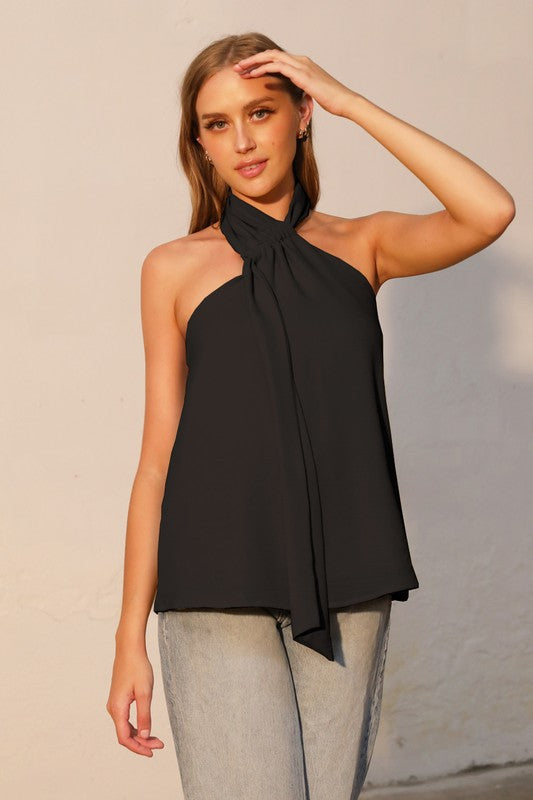 Matte Crepe Wrap Around Halter Top