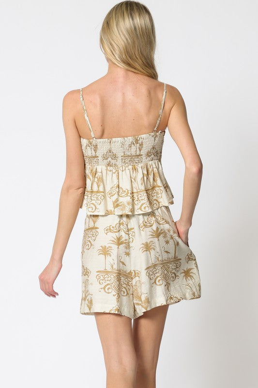 Thin Adjustable Strap Top And Shorts Set