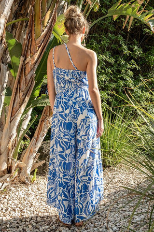 Printed One Shoulder Jumpsuit
