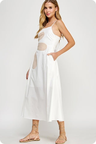 Sleeveless Side Cut-out Flower Detail Midi Dress