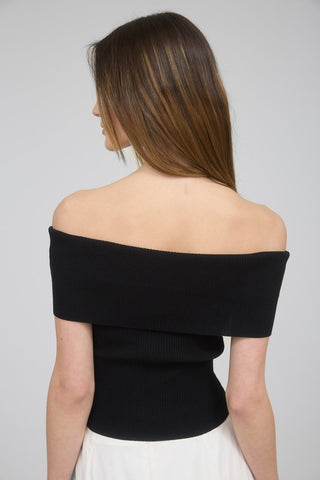 Off The Shoulder Fold Over Sweater Knit Top