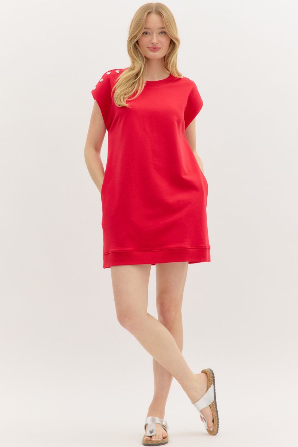 Solid jersey knit muscle shirt dress