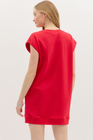 Solid jersey knit muscle shirt dress