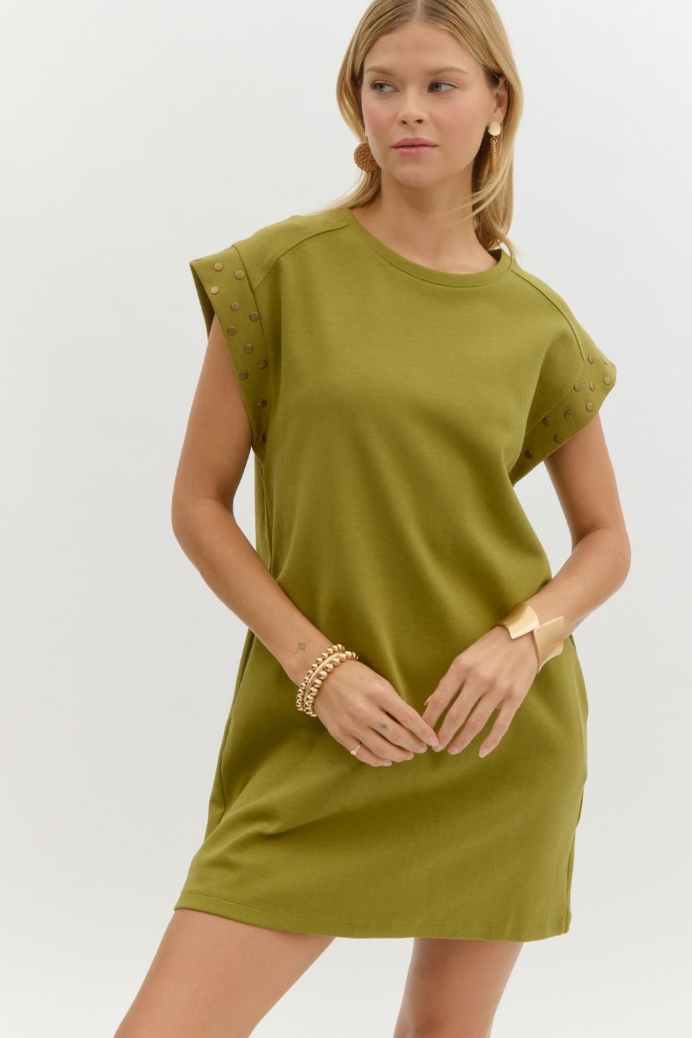 Solid short sleeve dress