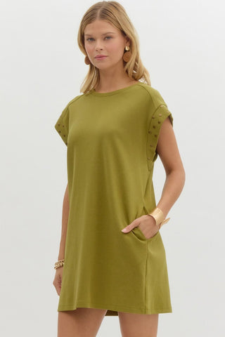 Solid short sleeve dress
