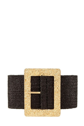 Metal Hammered Square Straw Elastic Belt