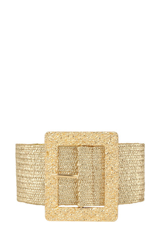Metal Hammered Square Straw Elastic Belt
