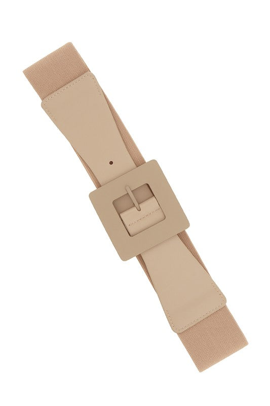 Solid Square Buckle Canvas Elastic Belt
